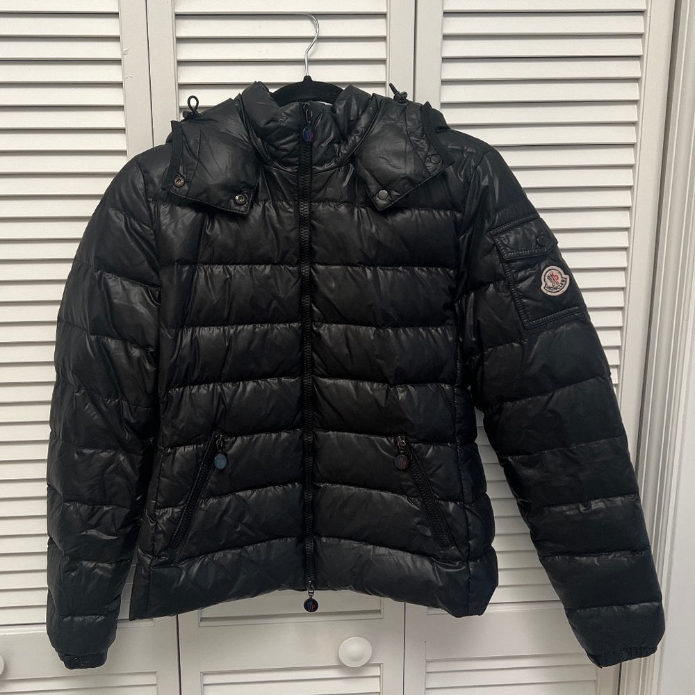 Women's Moncler Short Down Jacket w/ Removable Hood in Size 0